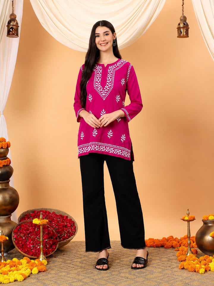 Maahi Chikankari Short Cotton Kurti