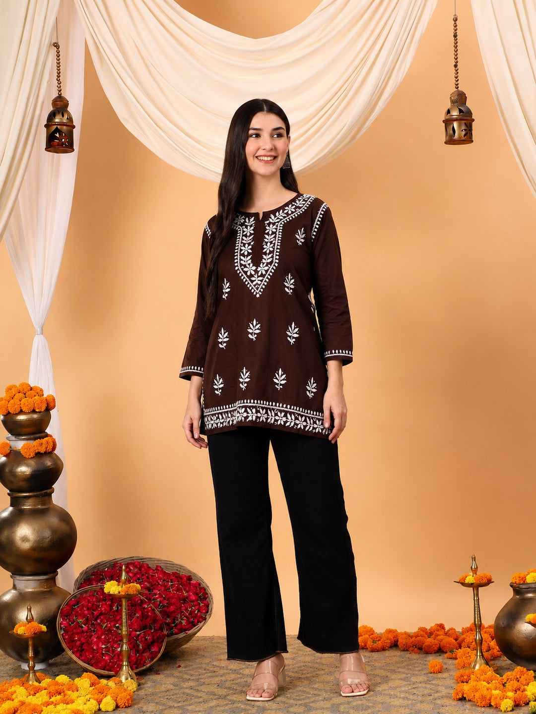 Maahi Chikankari Short Cotton Kurti