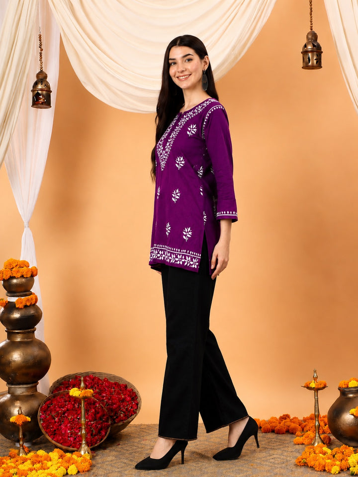 Maahi Chikankari Short Cotton Kurti