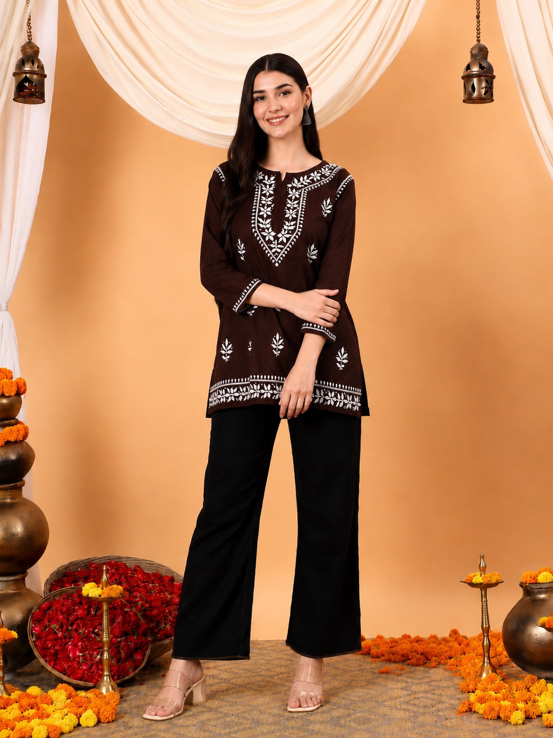 Maahi Chikankari Short Cotton Kurti