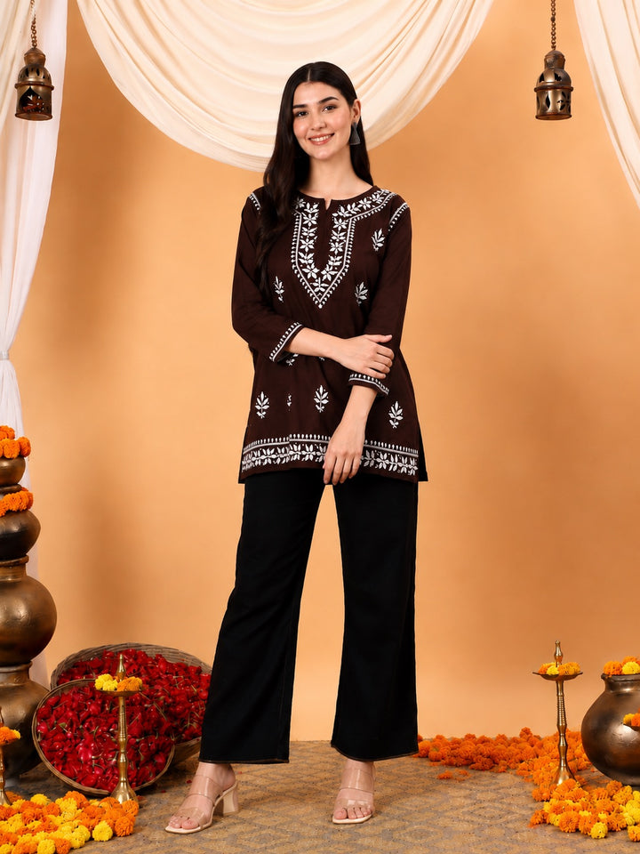 Maahi Chikankari Short Cotton Kurti