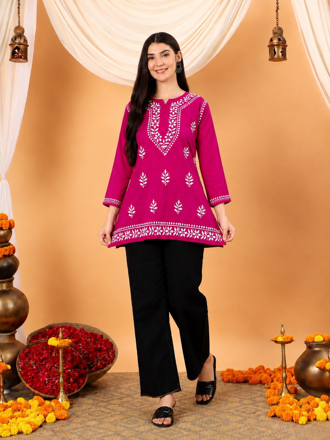 Maahi Chikankari Short Cotton Kurti