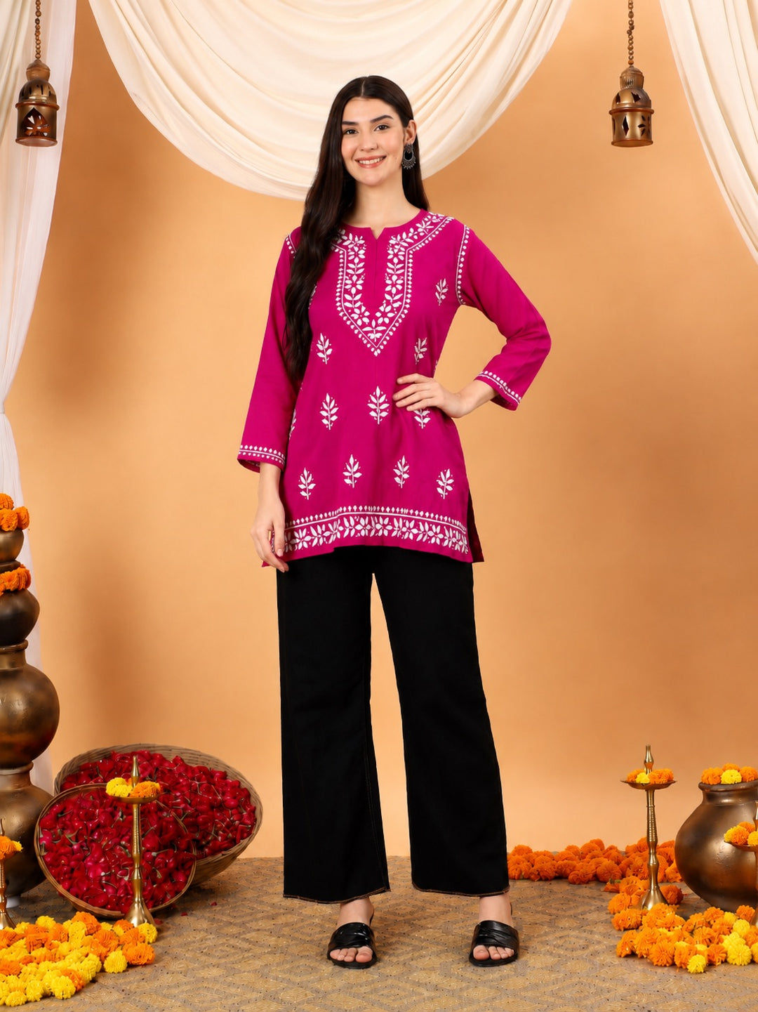 Maahi Chikankari Short Cotton Kurti