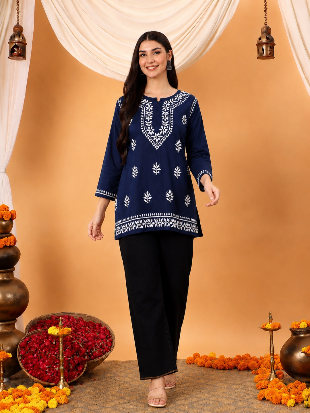 Maahi Chikankari Short Cotton Kurti