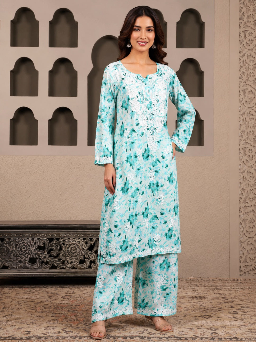 Bela Mulmul Chikankari Printed Co-ord Set