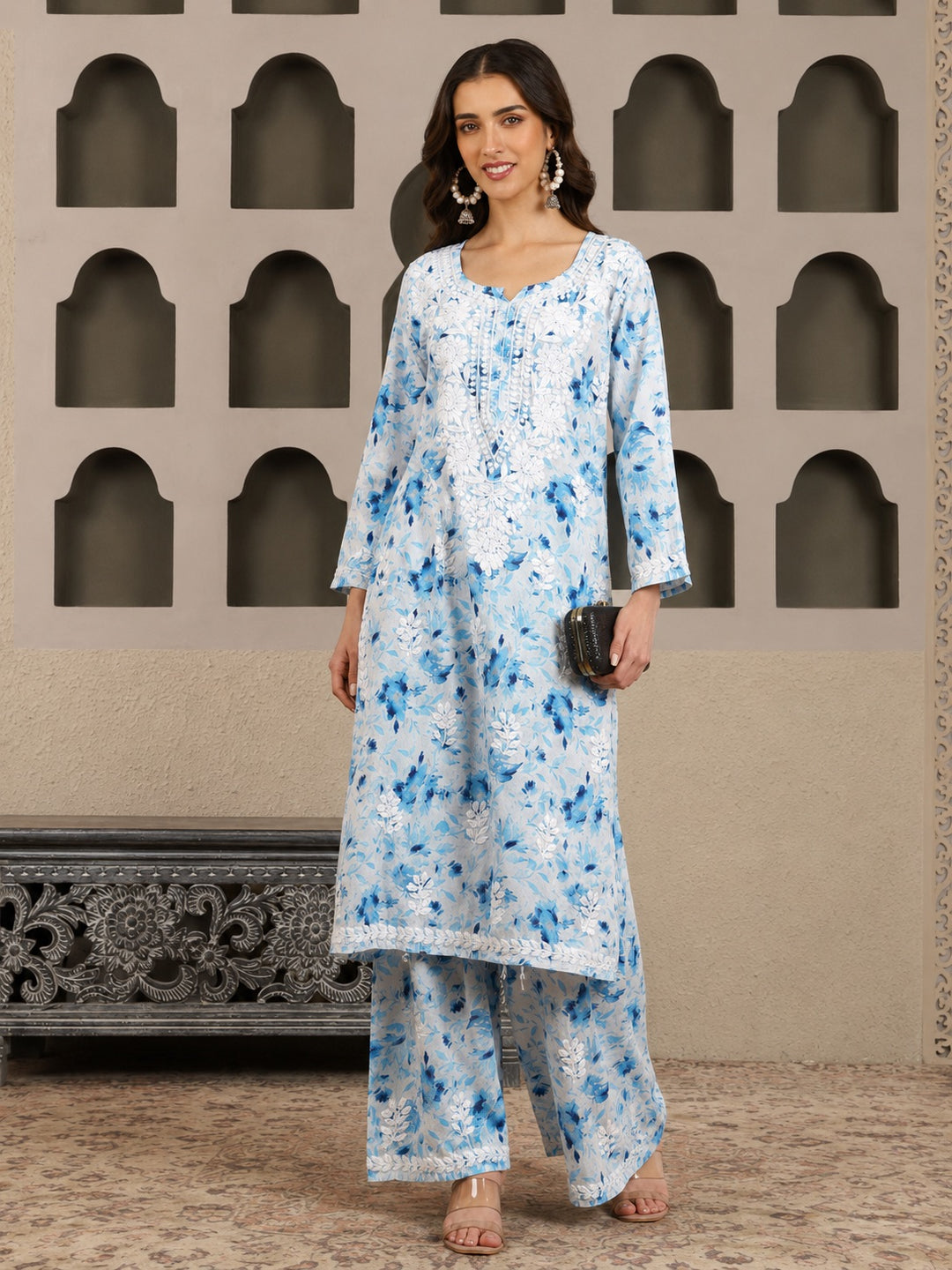 Bela Mulmul Chikankari Printed Co-ord Set