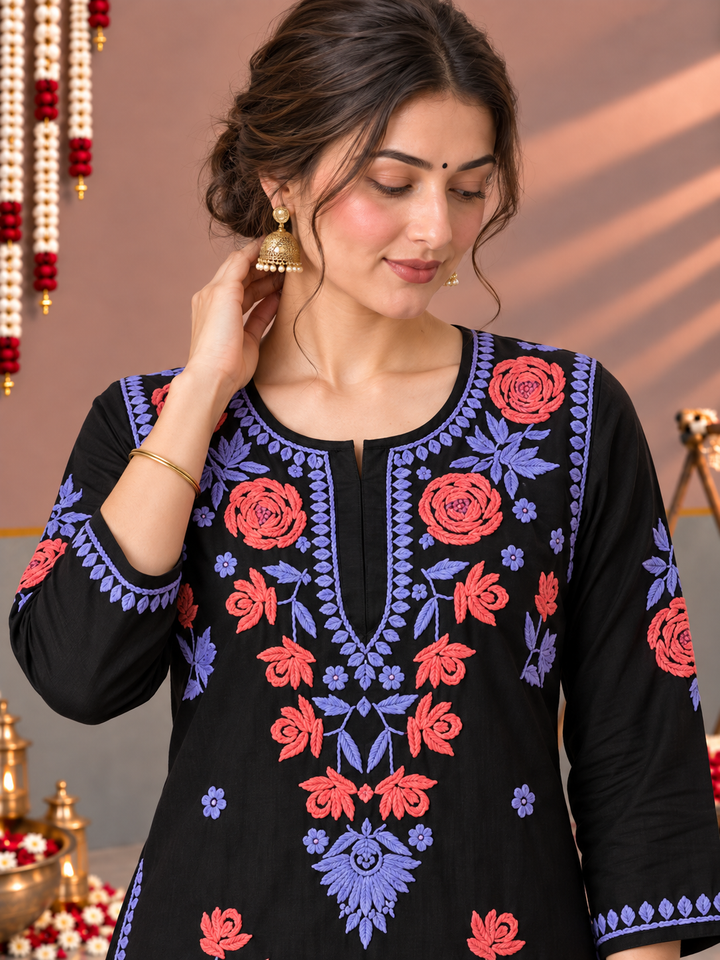 Kaya Rayon Chikankari Straight Kurta