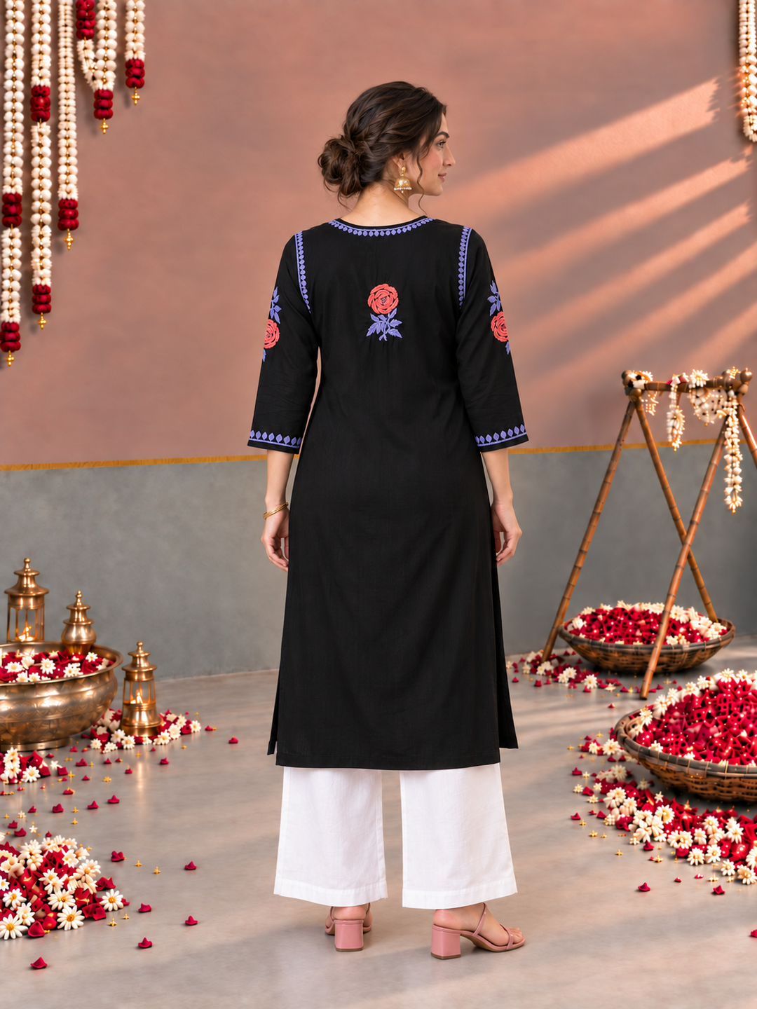 Kaya Rayon Chikankari Straight Kurta