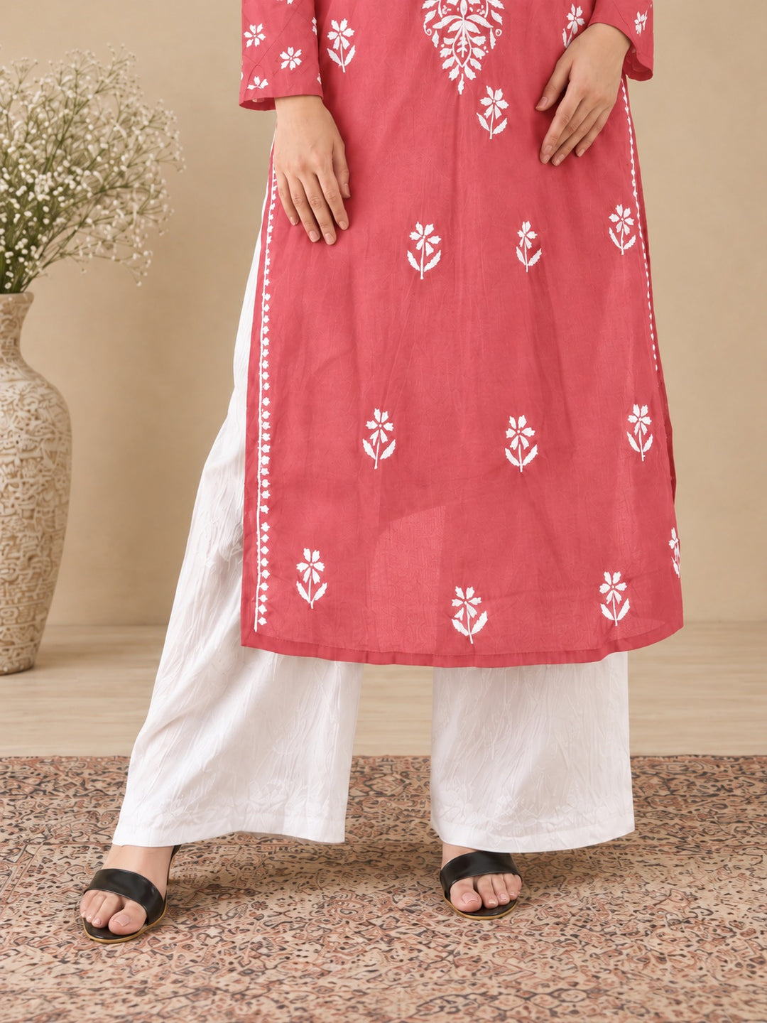 Lata Cotton Chikankari Basic Straight Kurta