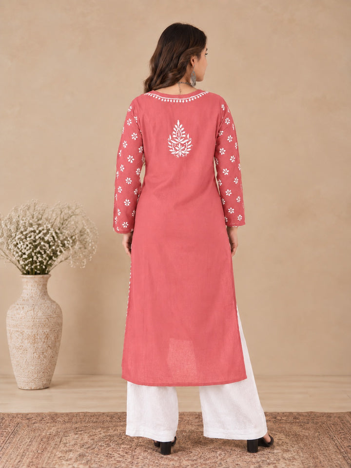 Lata Cotton Chikankari Basic Straight Kurta