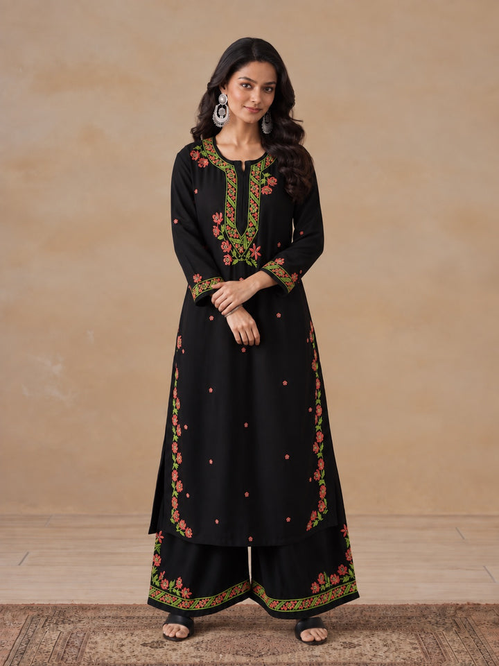 Hina Rayon Chikankari Rose Co-ord Set