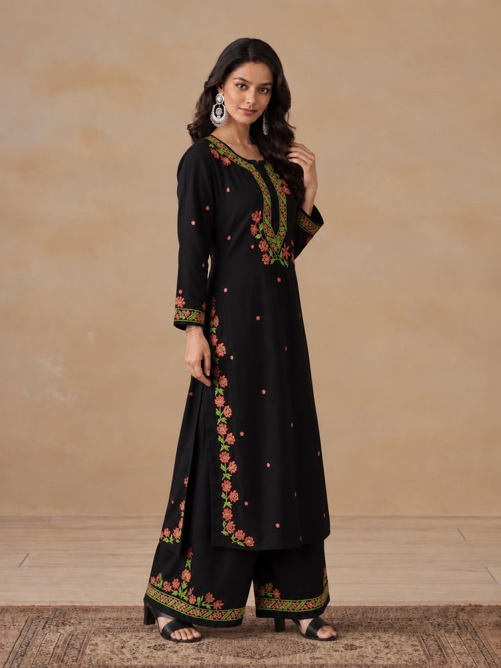 Hina Rayon Chikankari Rose Co-ord Set