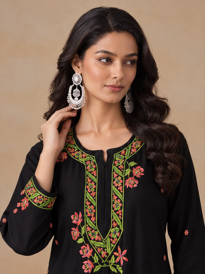 Hina Rayon Chikankari Rose Co-ord Set