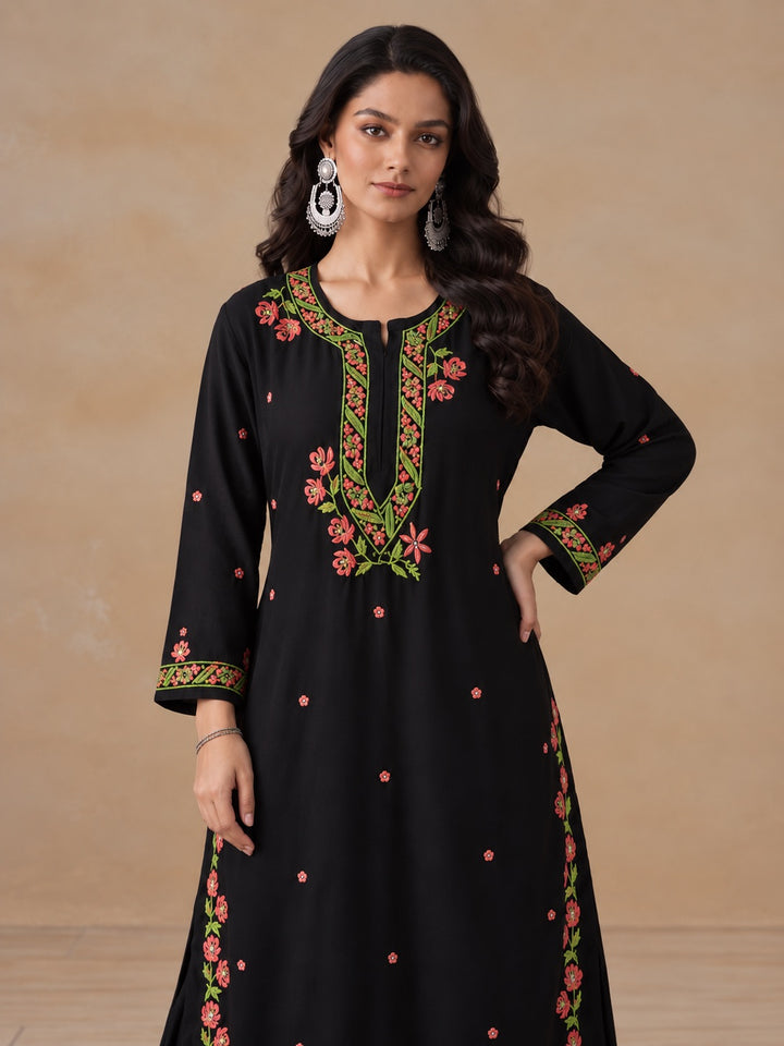 Hina Rayon Chikankari Rose Co-ord Set