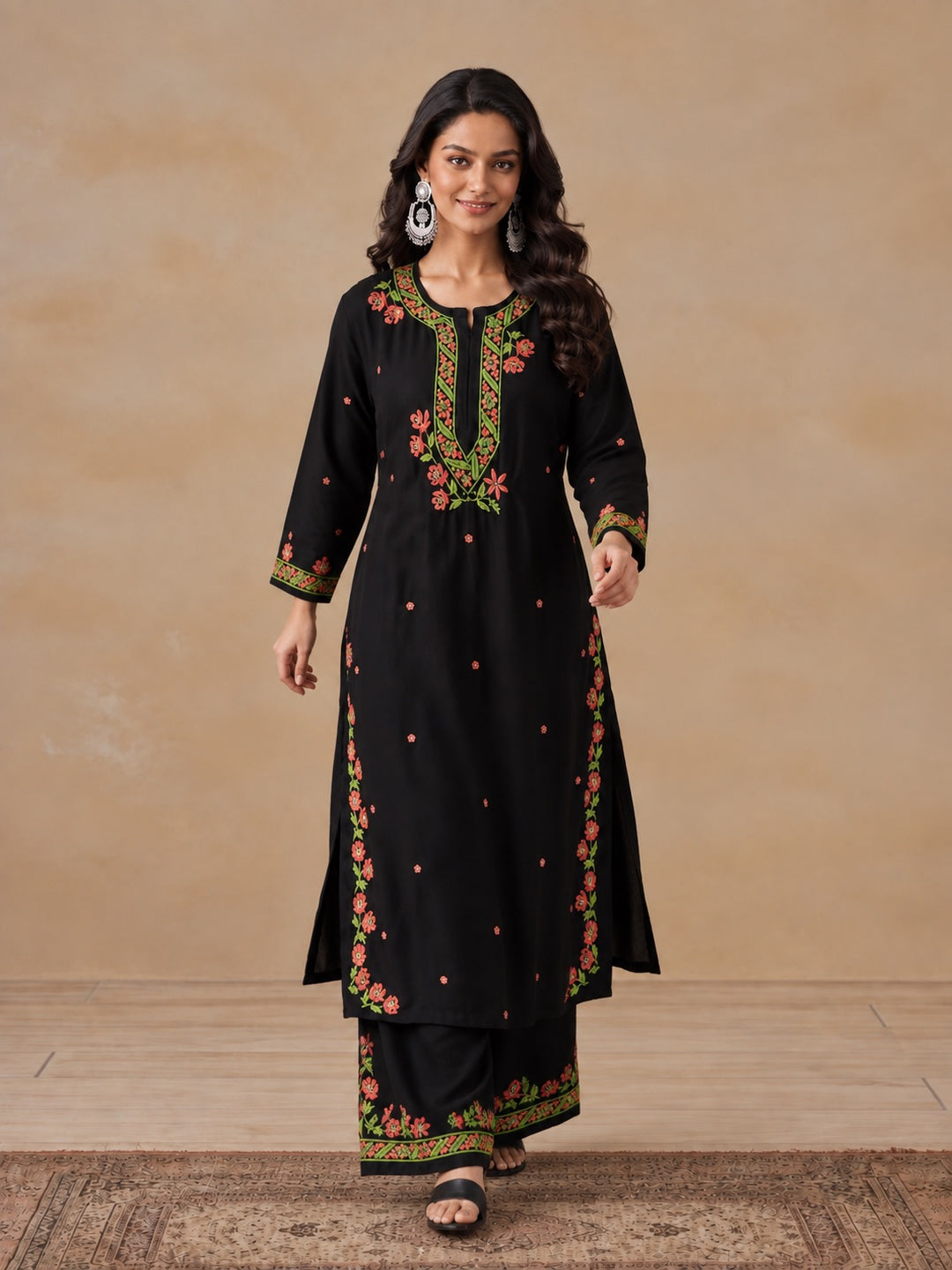 Hina Rayon Chikankari Rose Co-ord Set
