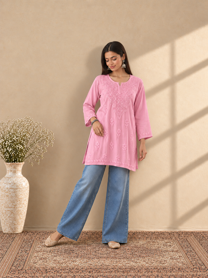 Akira Rayon Short Chikankari Kurti for Women
