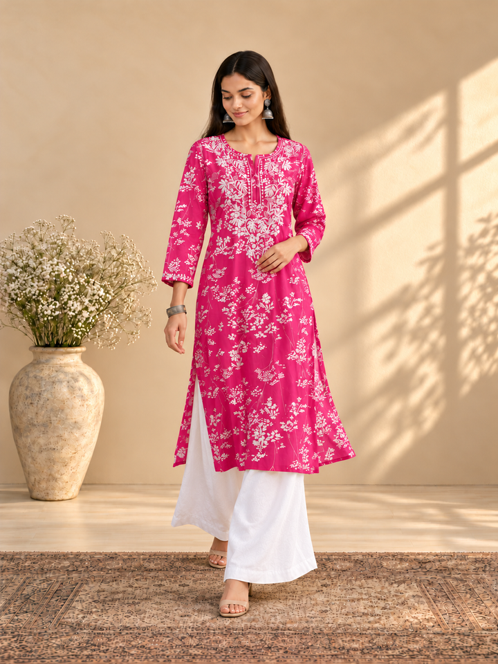 Zainab Chikankari Mulmul Straight Kurta