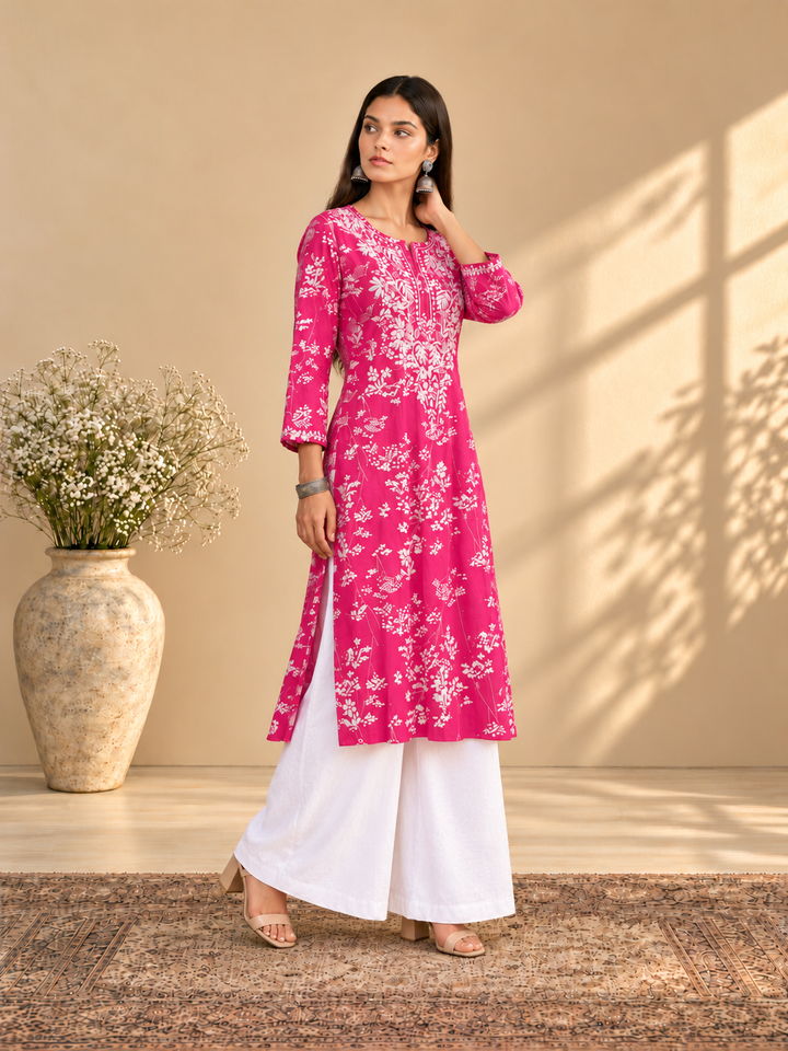 Zainab Chikankari Mulmul Straight Kurta