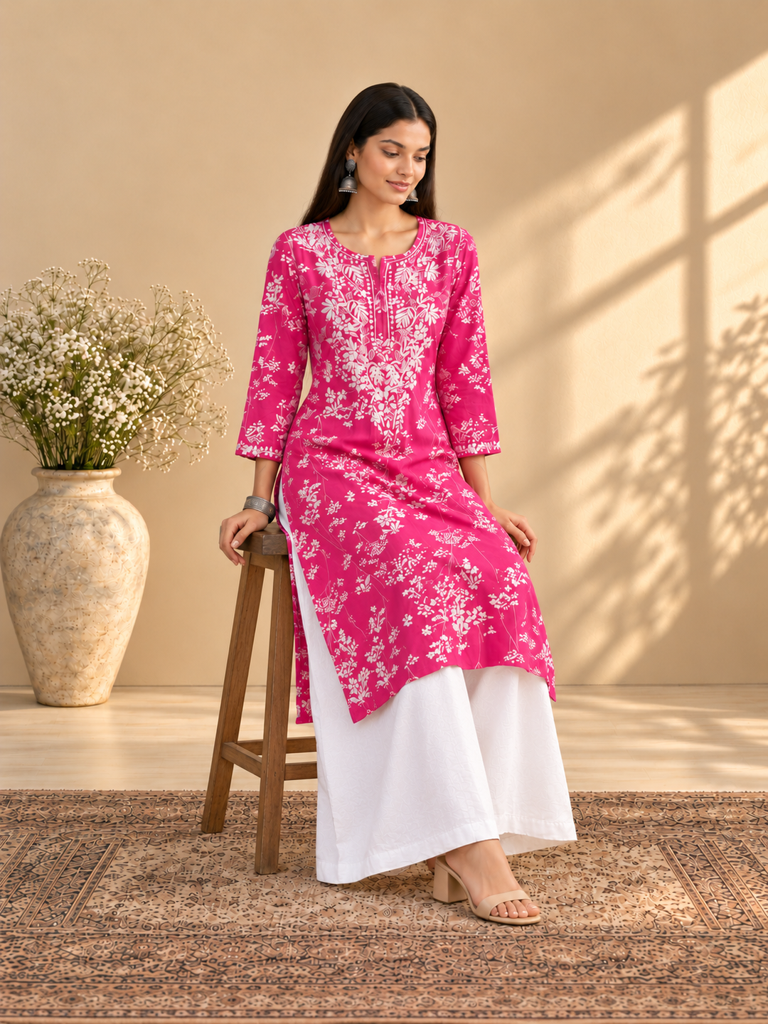 Zainab Chikankari Mulmul Straight Kurta