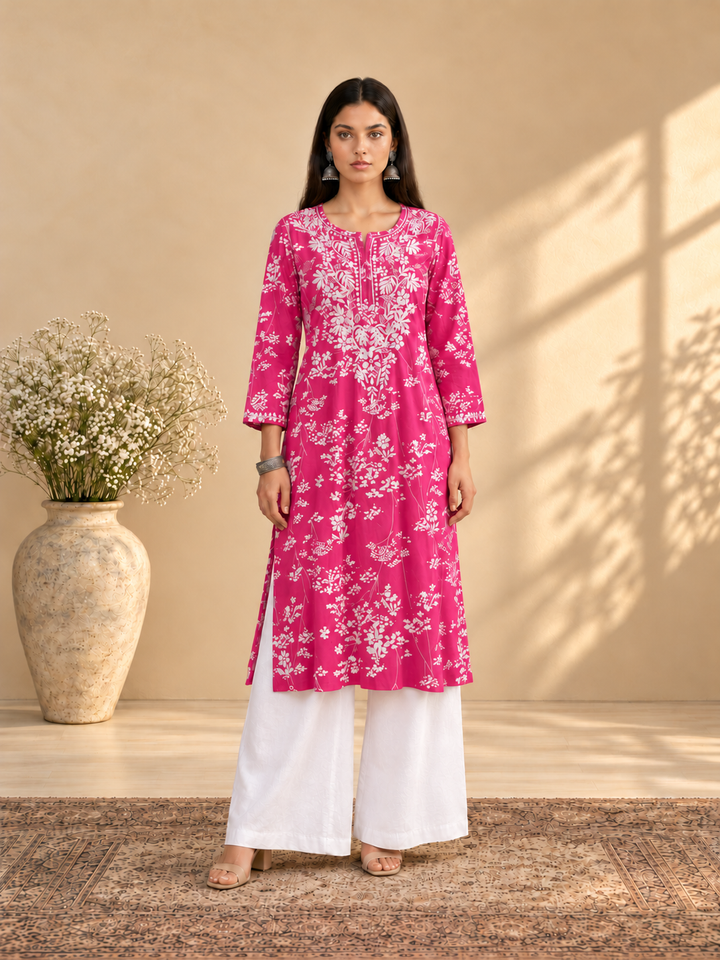 Zainab Chikankari Mulmul Straight Kurta