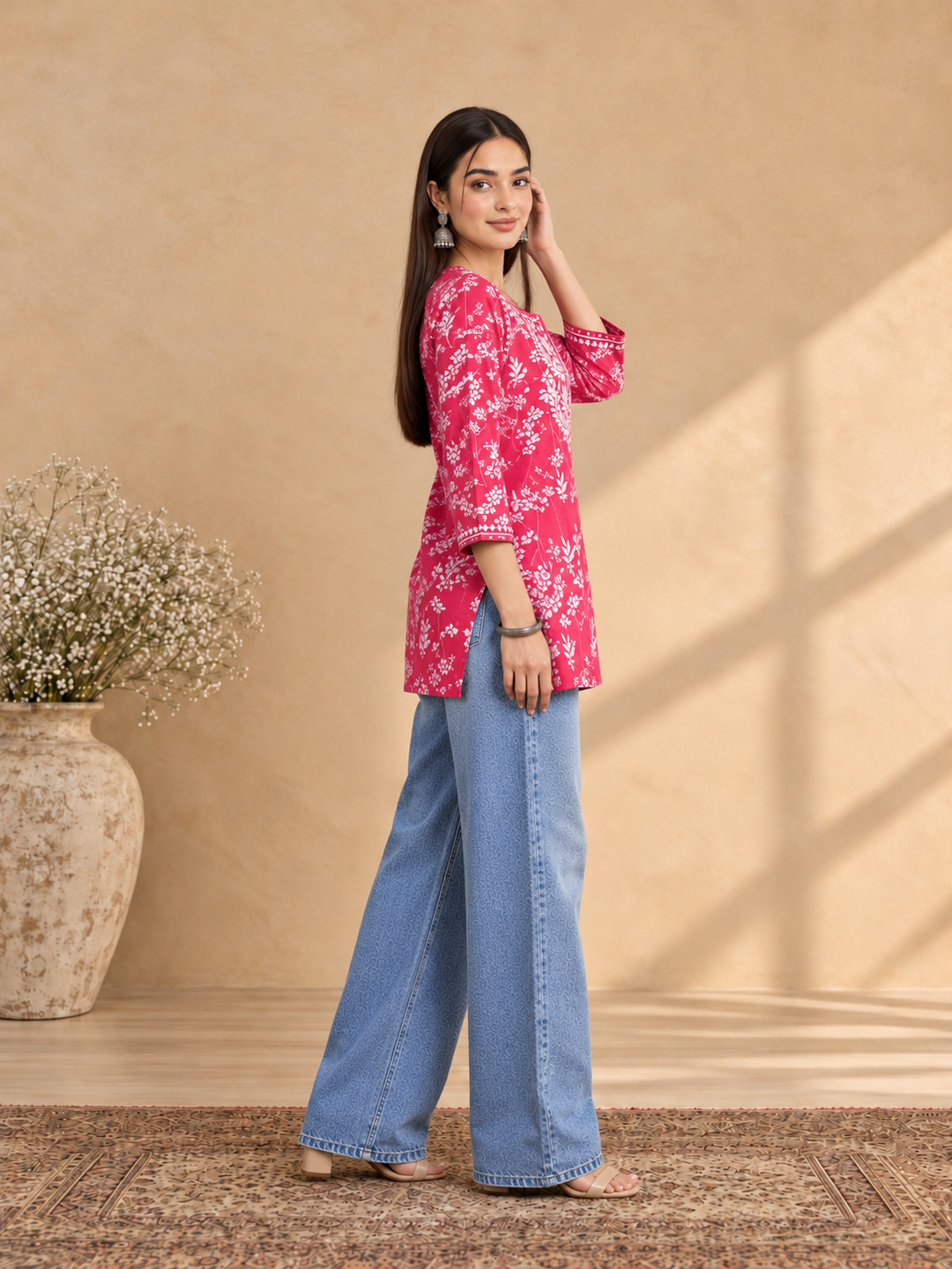 Zeba Chikankari Mulmul Short Kurti