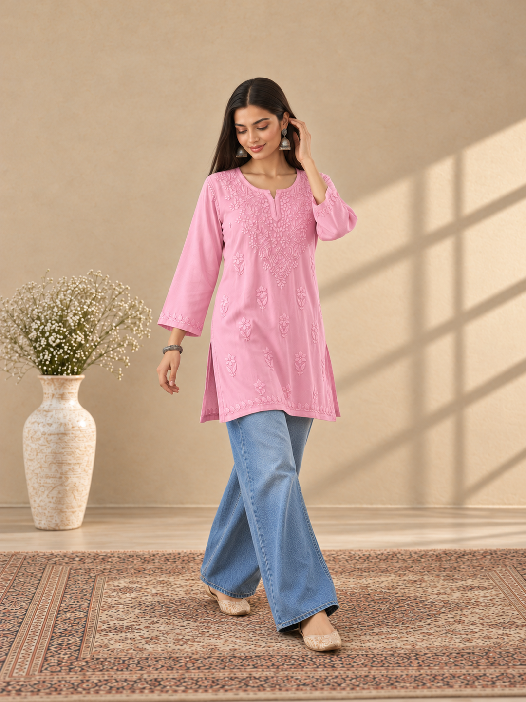 Akira Rayon Short Chikankari Kurti for Women