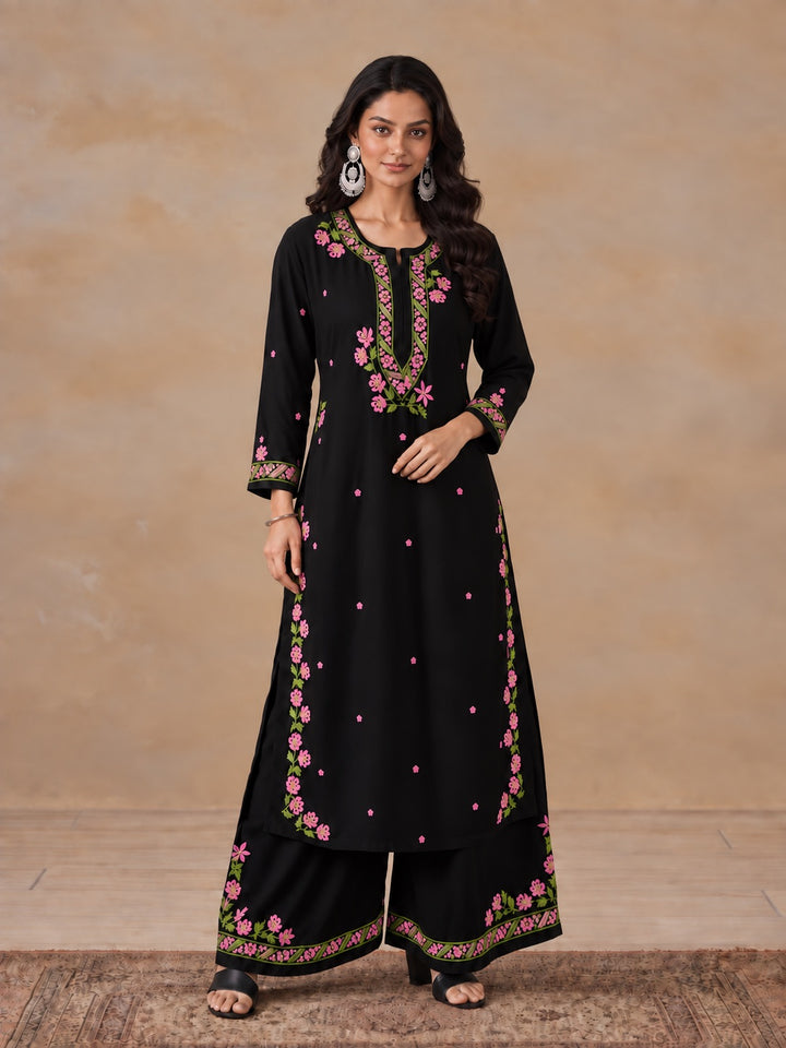 Hina Rayon Chikankari Rose Co-ord Set
