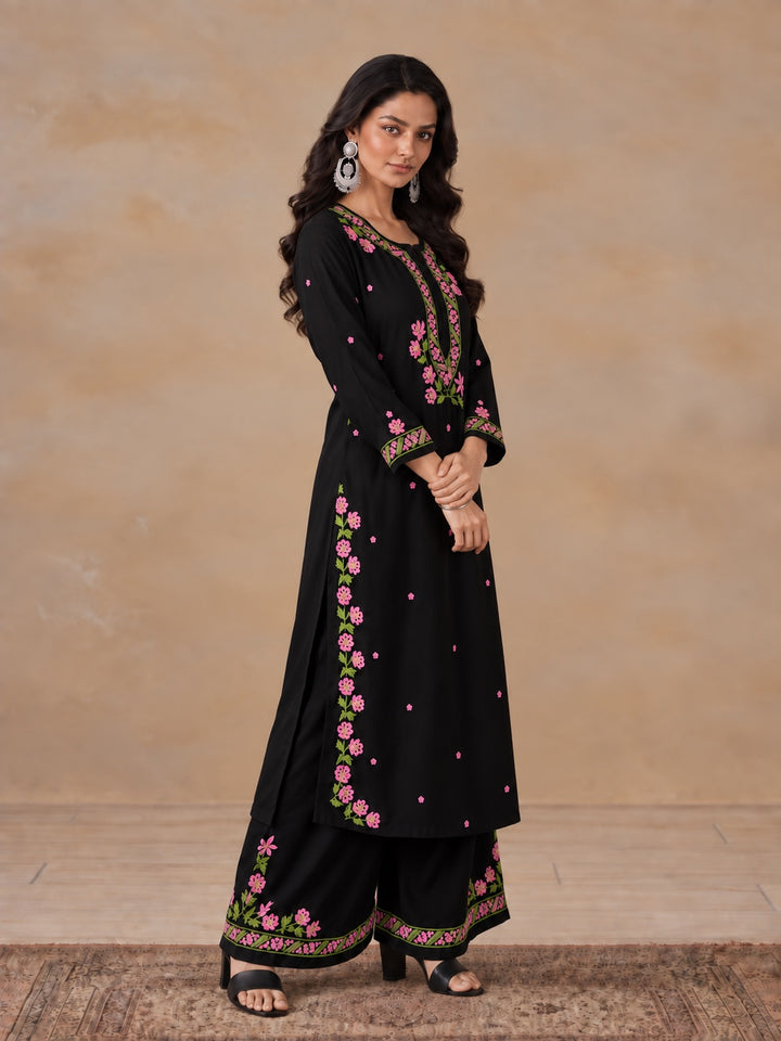 Hina Rayon Chikankari Rose Co-ord Set