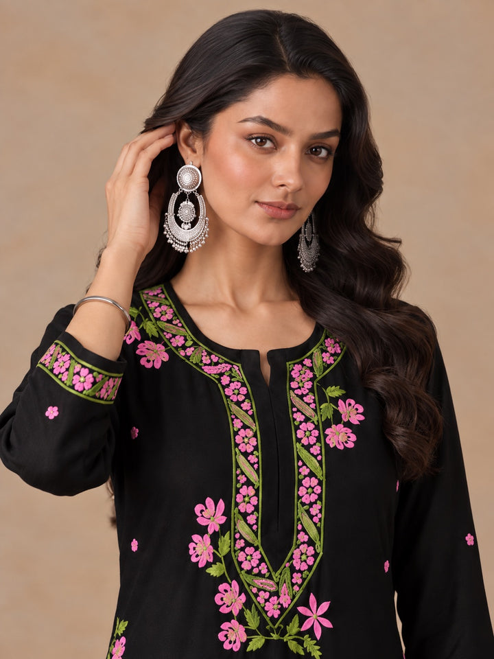 Hina Rayon Chikankari Rose Co-ord Set