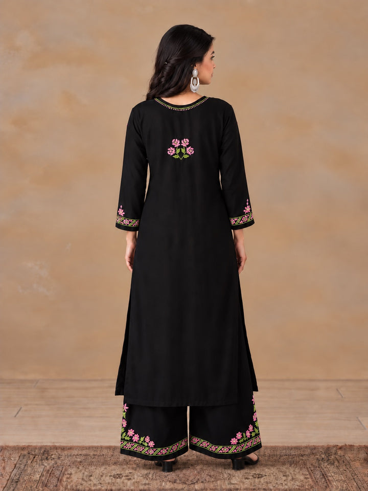 Hina Rayon Chikankari Rose Co-ord Set