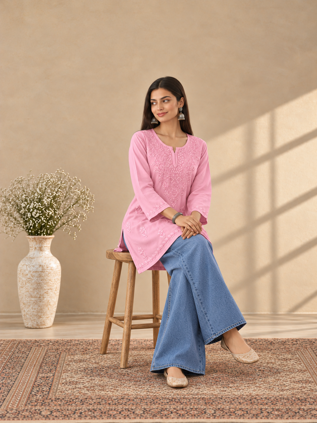 Akira Rayon Short Chikankari Kurti for Women