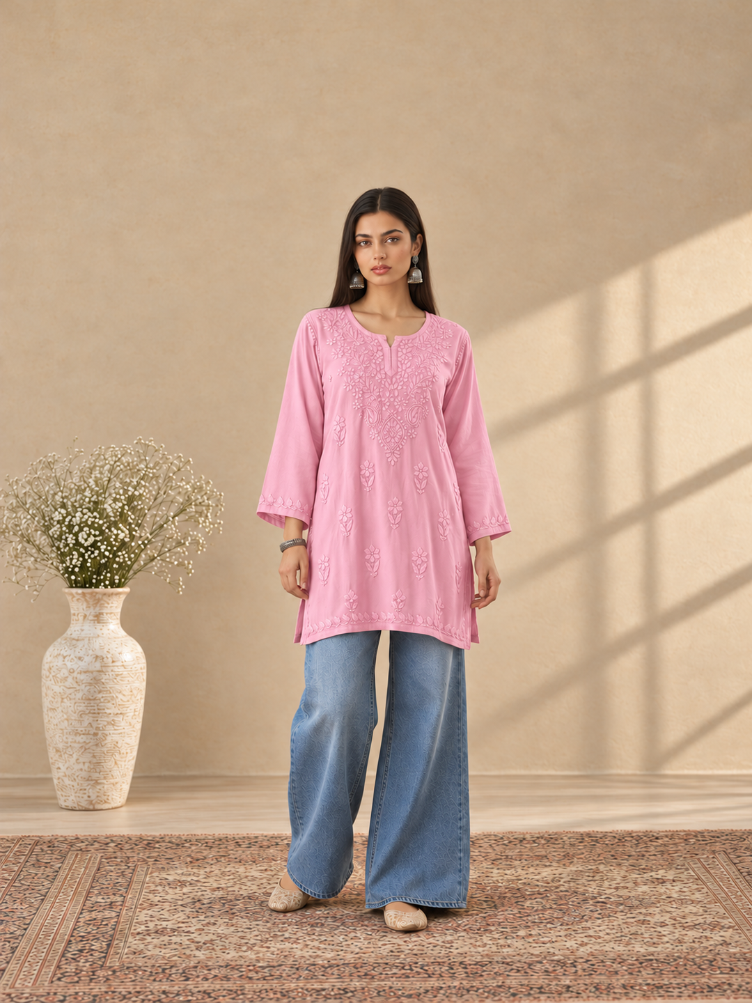 Akira Rayon Short Chikankari Kurti for Women