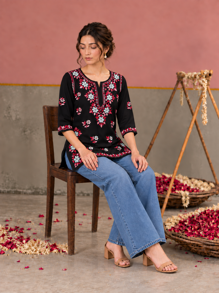 Miraya Chikankari Rayon Short Kurti