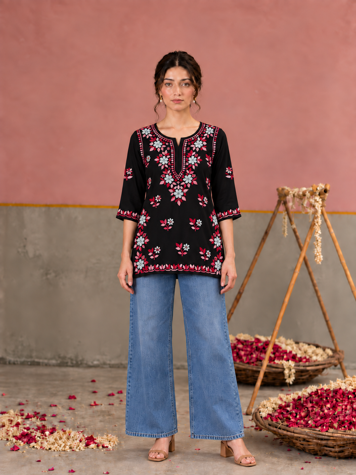 Miraya Chikankari Rayon Short Kurti