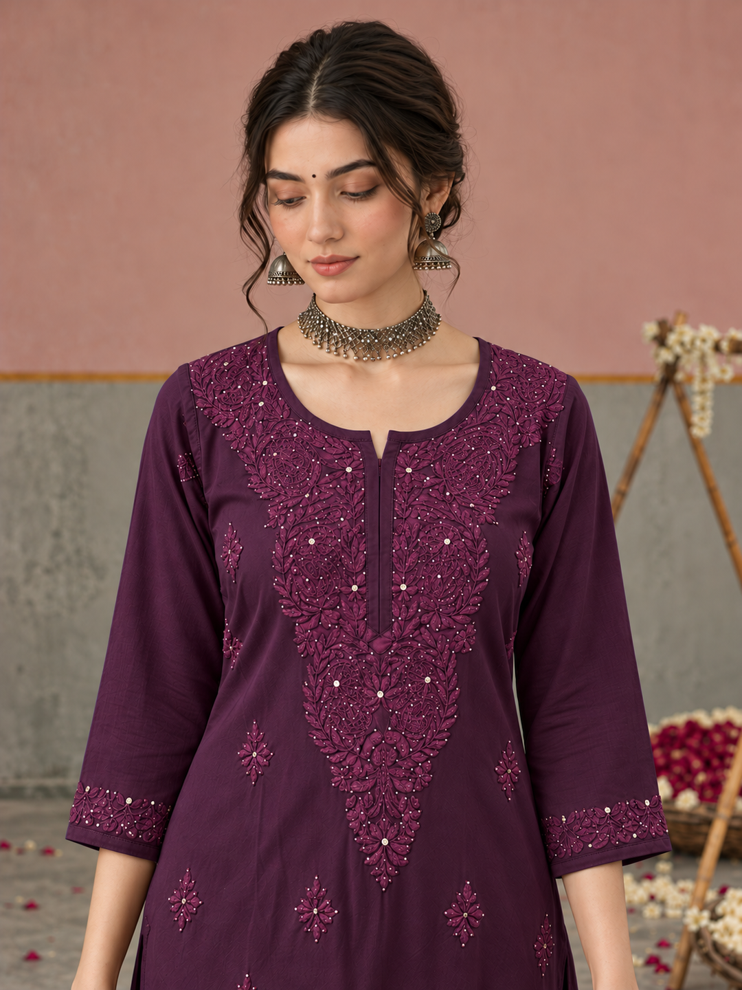 Avika Rayon Chikankari Mukaish Co-ord Set