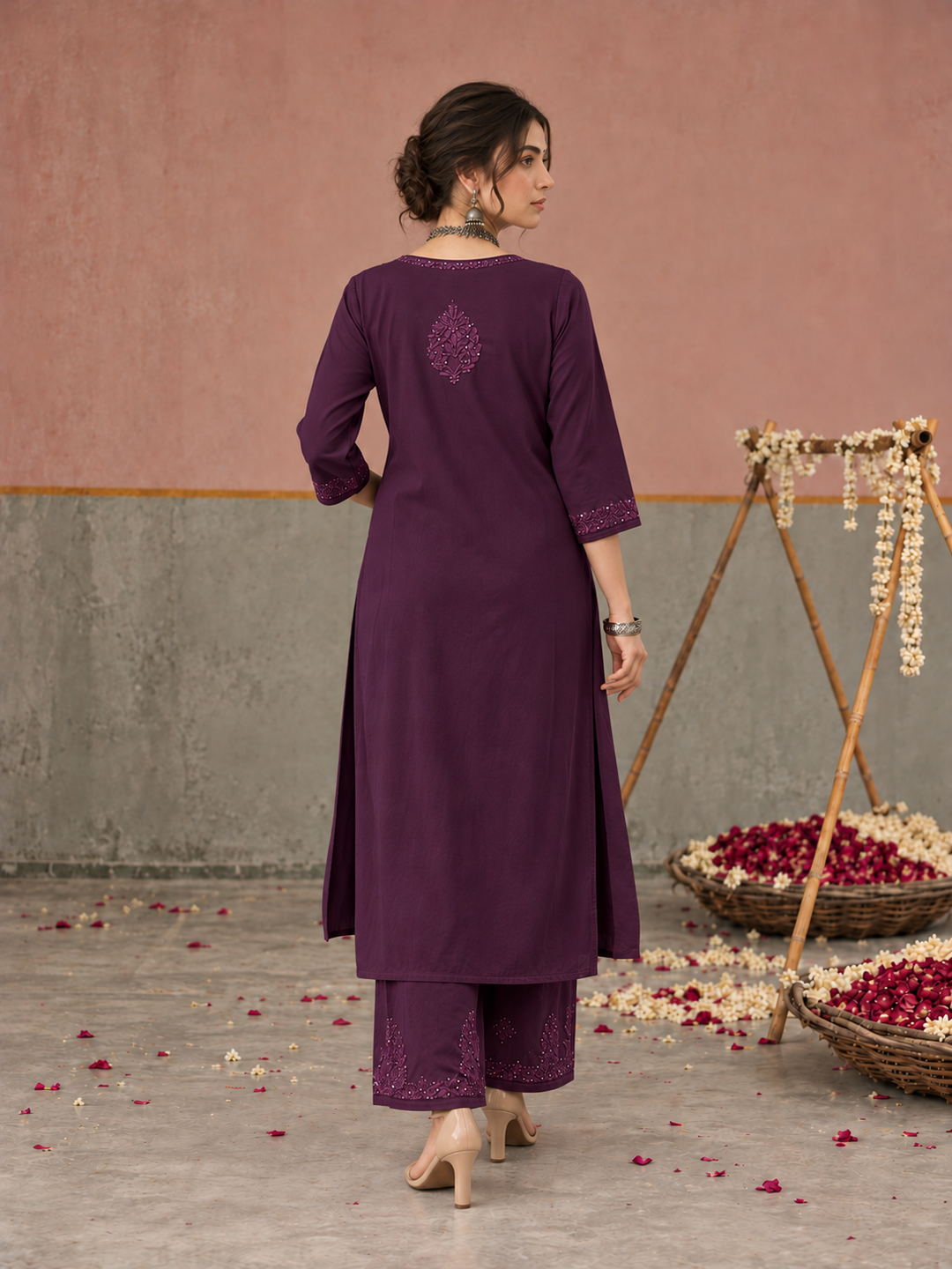 Avika Rayon Chikankari Mukaish Co-ord Set