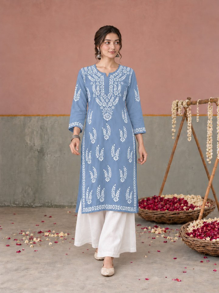 Vamika Chikankari Rayon Straight Kurta