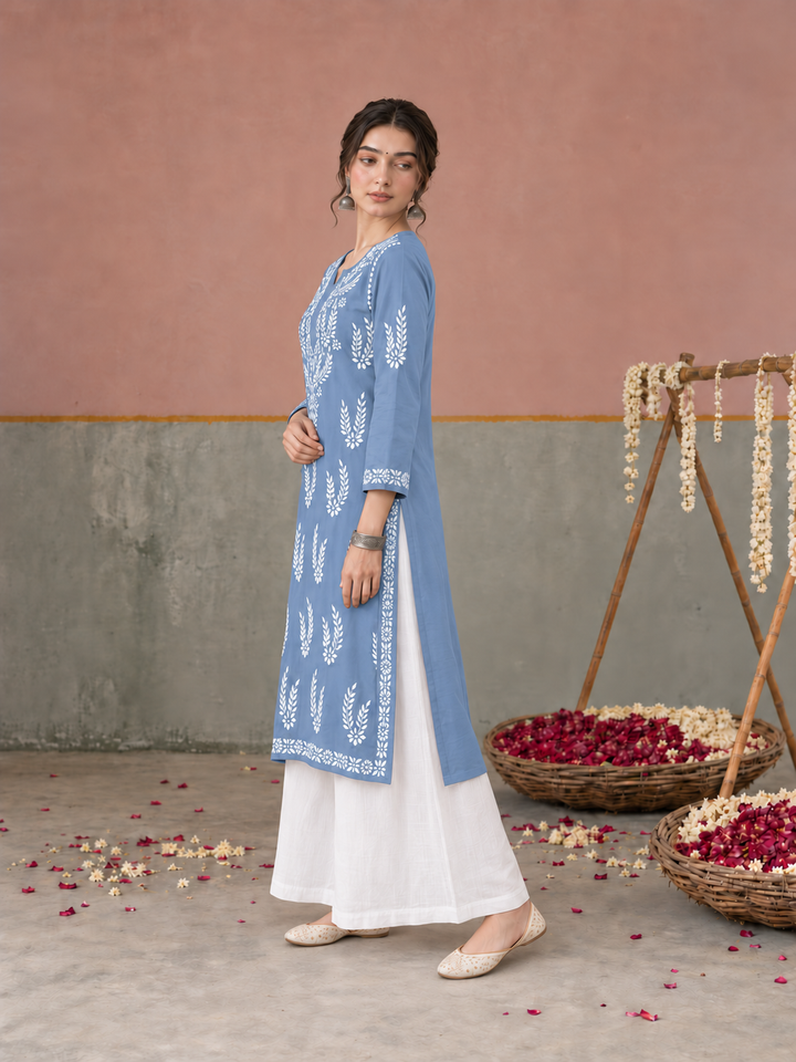Vamika Chikankari Rayon Straight Kurta