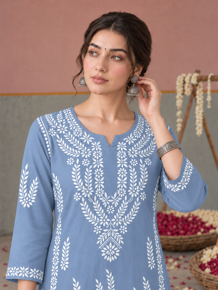 Vamika Chikankari Rayon Straight Kurta
