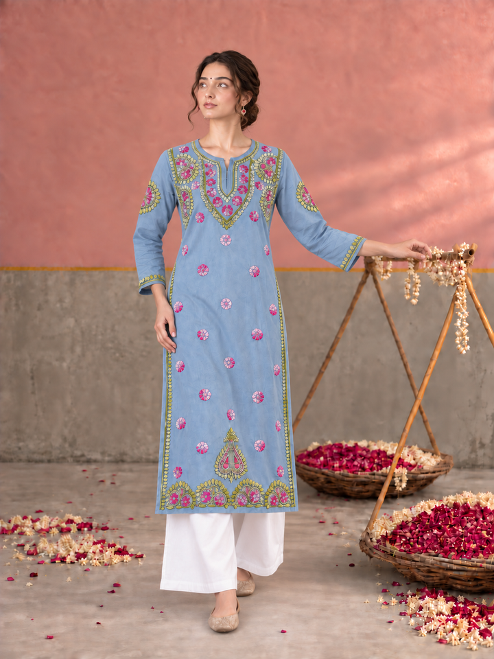 Astha Rayon Chikankari Straight Kurta