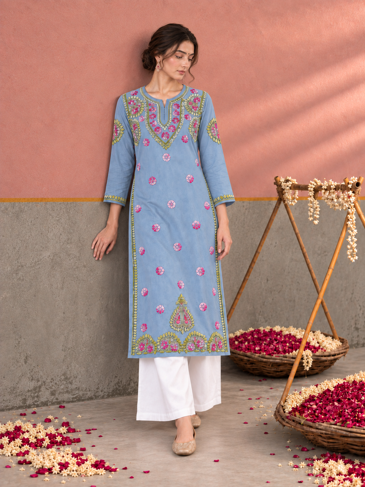 Astha Rayon Chikankari Straight Kurta