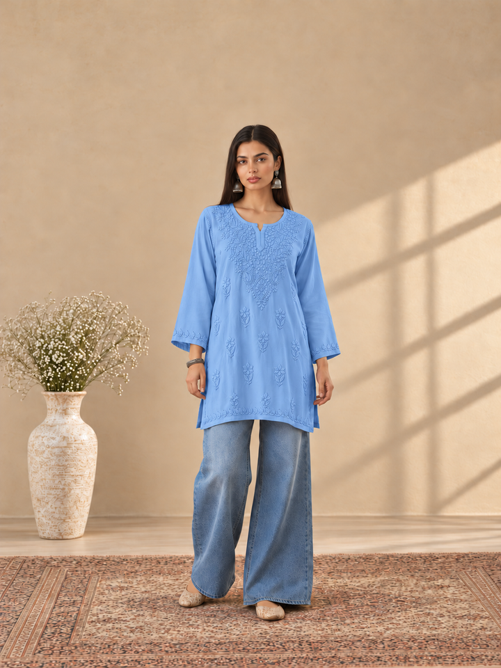 Akira Rayon Short Chikankari Kurti for Women