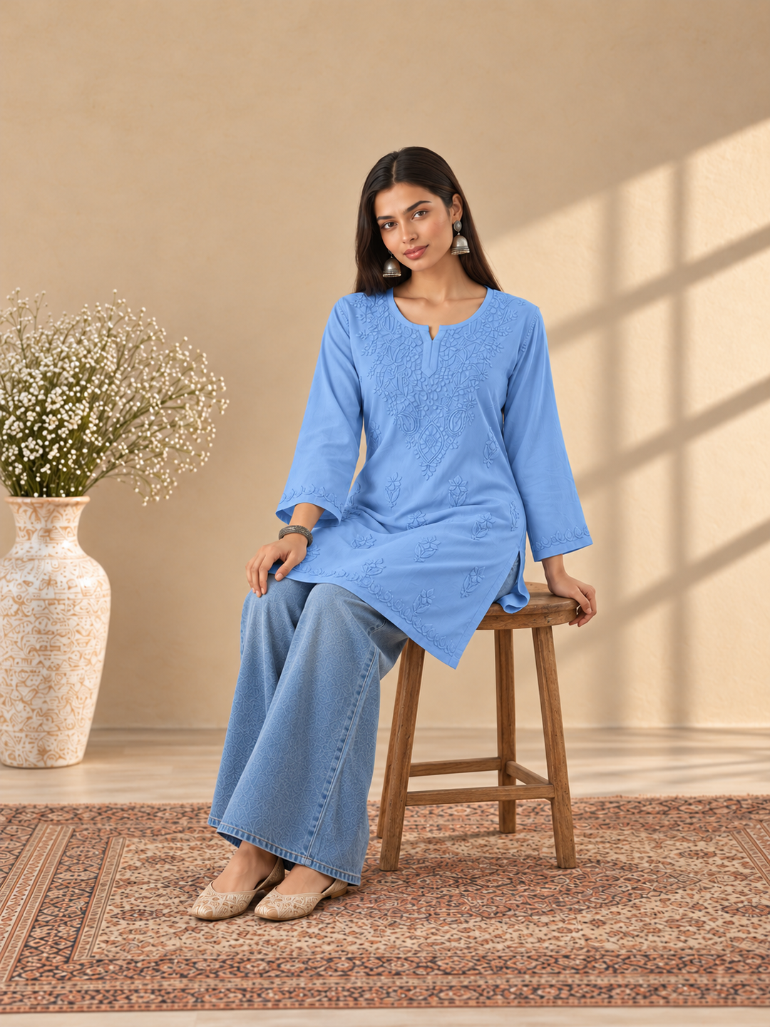 Akira Rayon Short Chikankari Kurti for Women