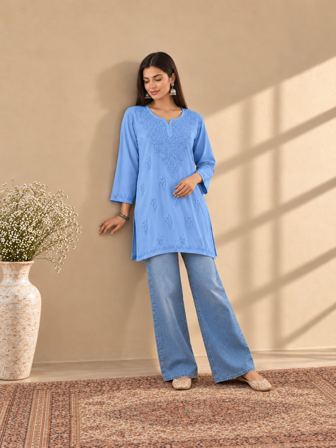 Akira Rayon Short Chikankari Kurti for Women
