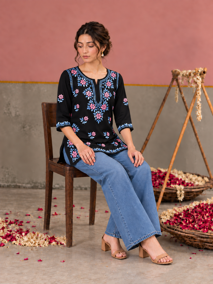 Miraya Chikankari Rayon Short Kurti