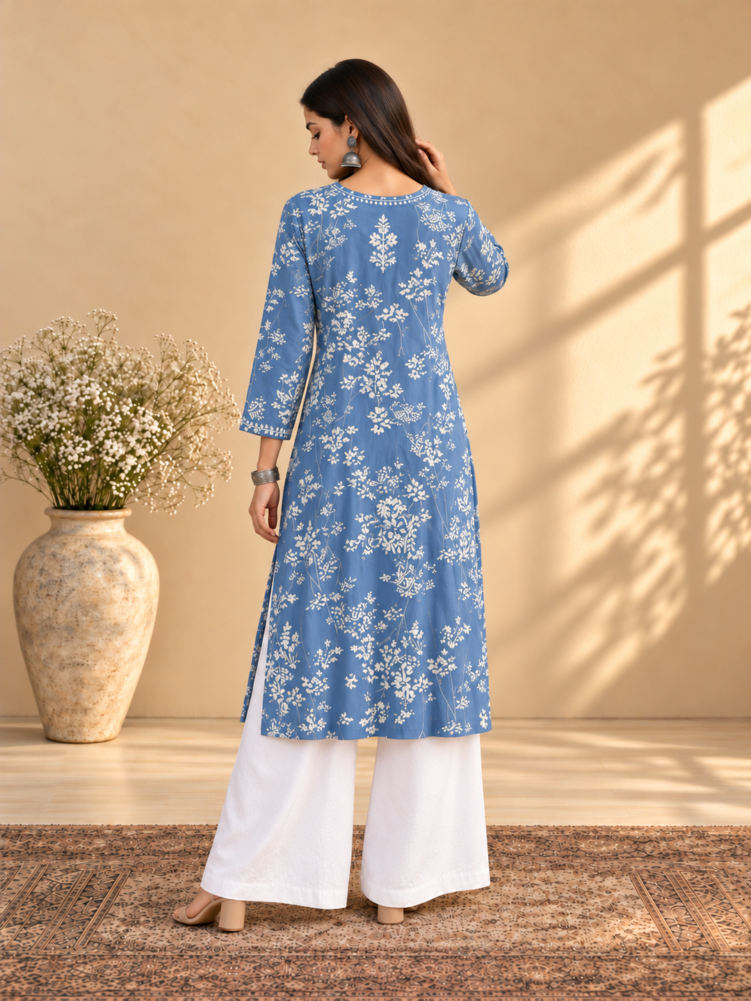 Zainab Chikankari Mulmul Straight Kurta