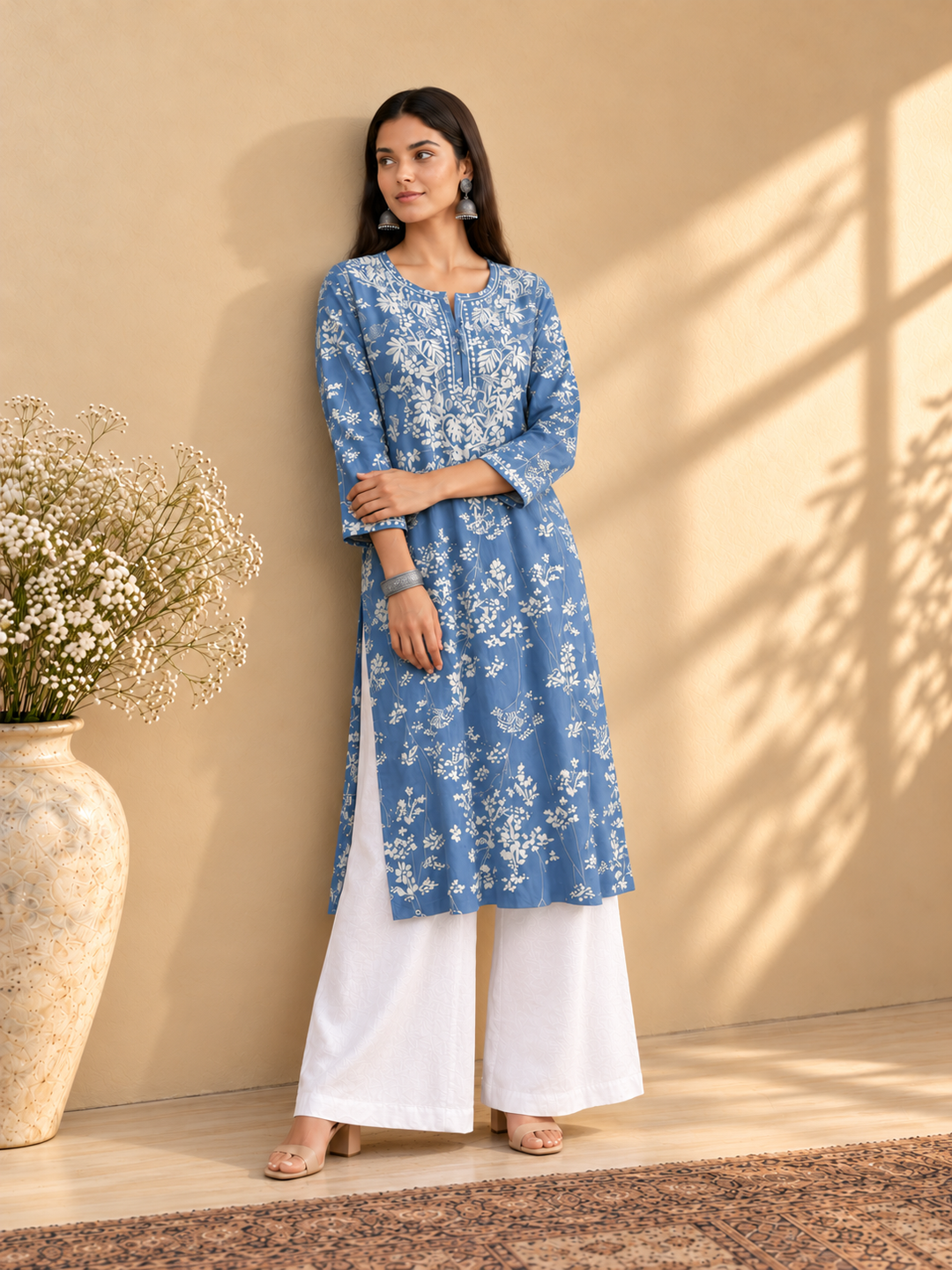 Zainab Chikankari Mulmul Straight Kurta