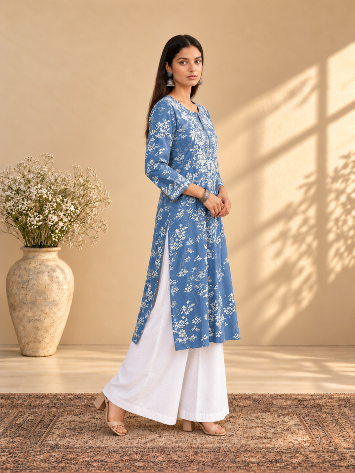 Zainab Chikankari Mulmul Straight Kurta