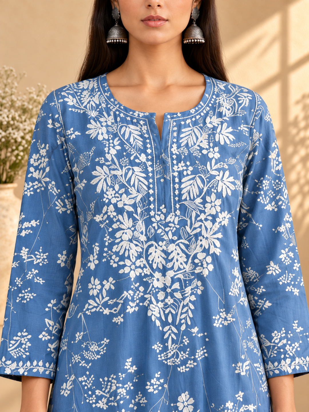 Zainab Chikankari Mulmul Straight Kurta