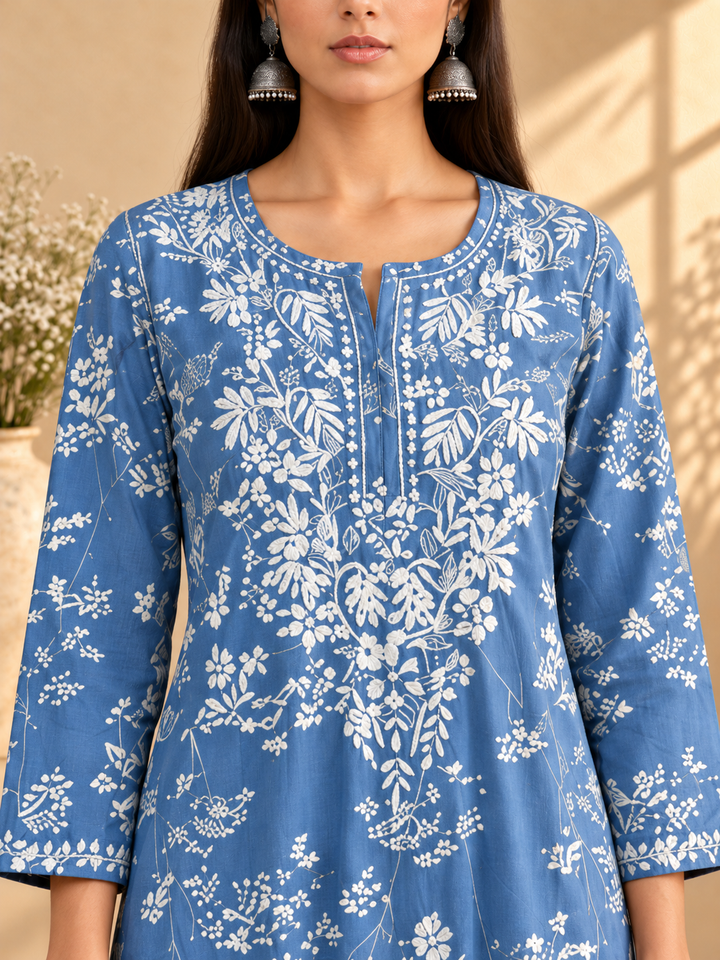 Zainab Chikankari Mulmul Straight Kurta
